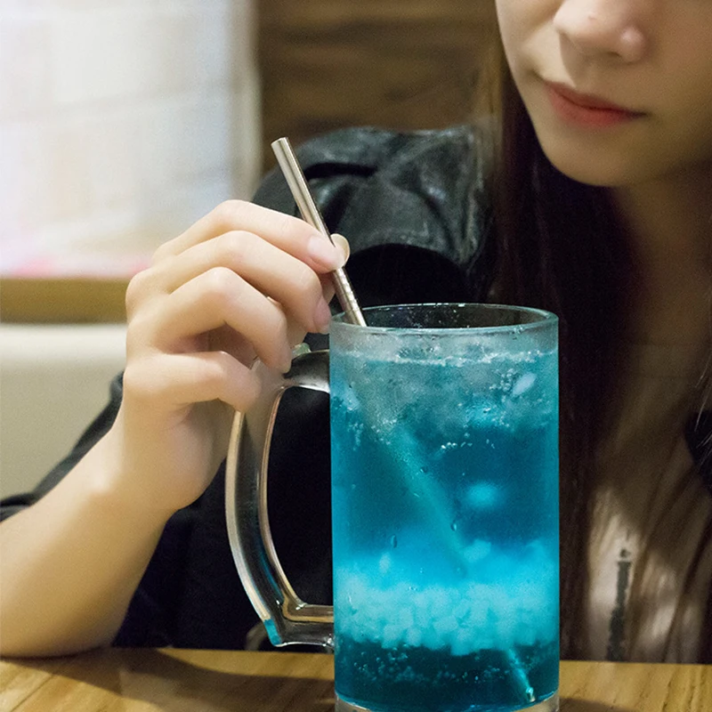 4 шт многоразовые металлические трубочки для питья цветная нержавеющая сталь