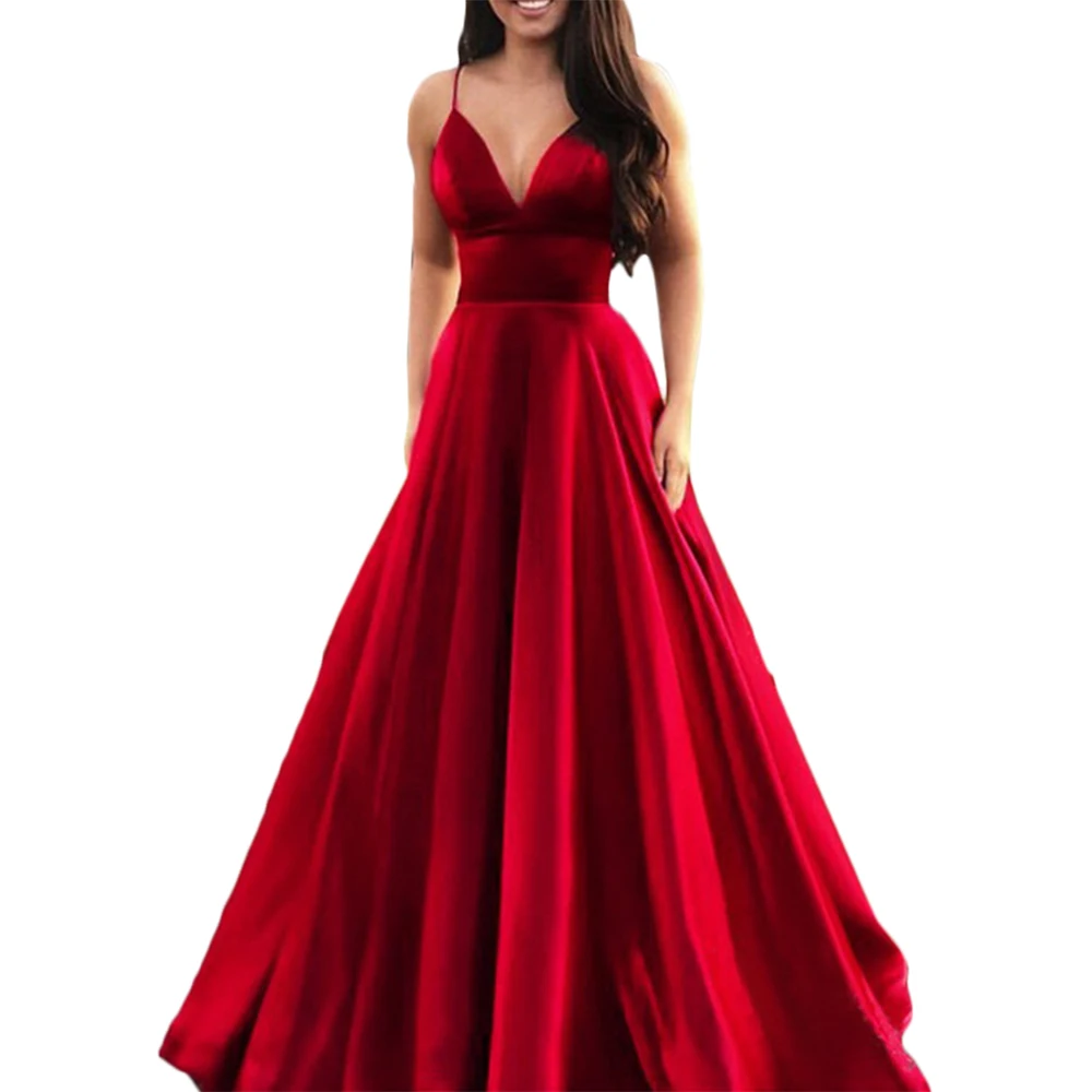 Женское вечернее платье в пол S ~ 3XL облегающее с v-образным вырезом и высокой