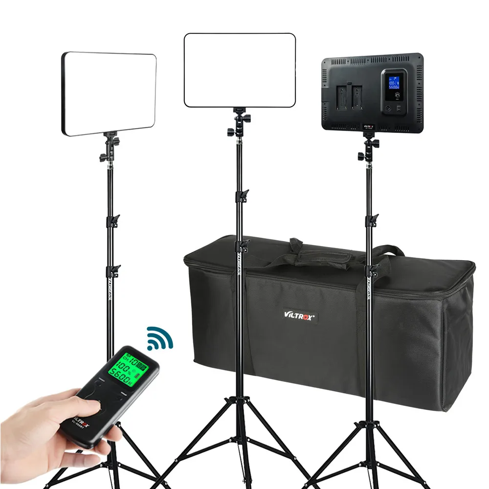 

VILTROX 3/2pcs VL-400T 40W LED Video Light Bi-color Dimmable Wireless remote Lighting Kit+75" Light Stand for studio shooting