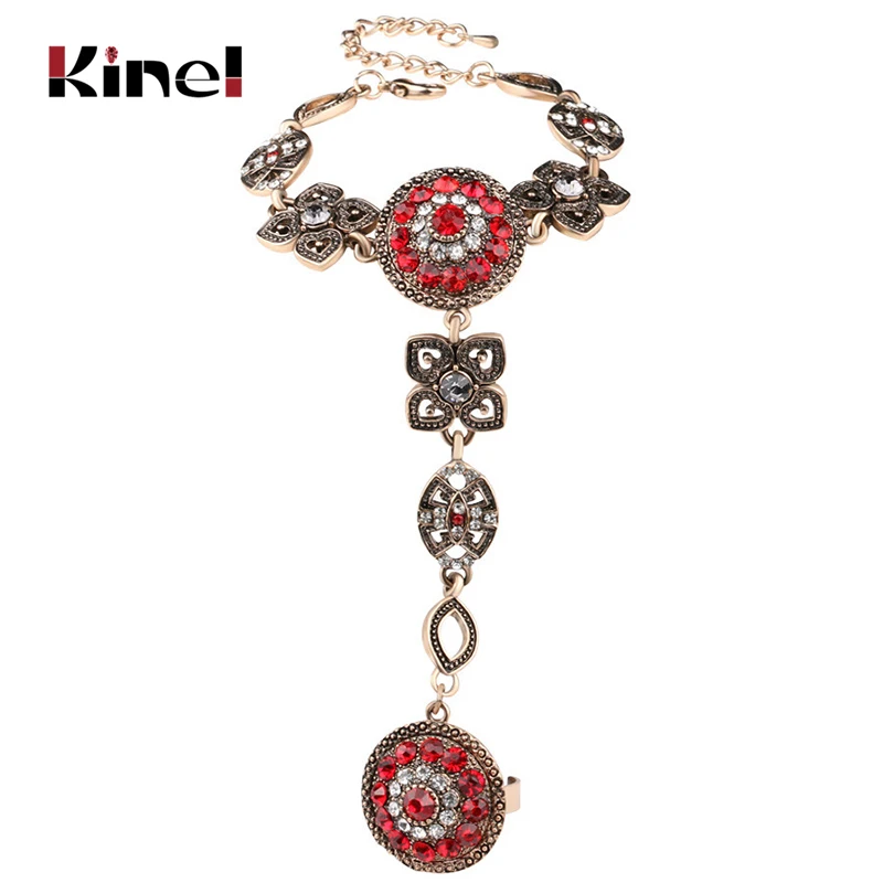 Женские винтажные браслеты с кристаллами золотистые уникальным цветочным