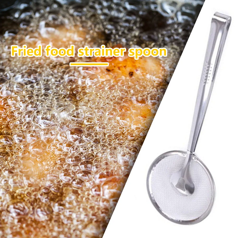 Round Network Stainless Steel Colander Spoon Oil Food Strainer Filter Snack Clip Kitchen Accessory convenient utility | Дом и сад