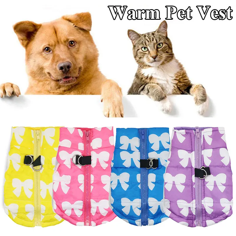 

Zipper Wadded Jacket Bow Printed Wadded Jacket Dog Wadded Jacket Pet Supplies Pet Wadded Jacket Universal
