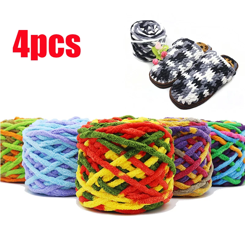 

4pcs Colorful Thick Yarn for Knitting Beautiful Hat Scarf Sweater Shoes giant wool blanket Cashmere Yarn