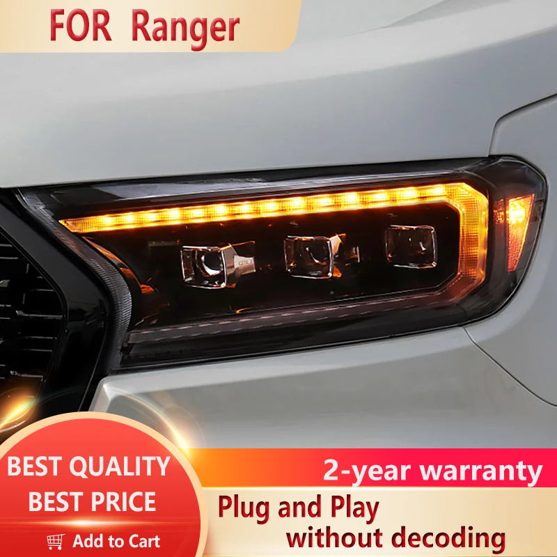 

For Ranger LED Headlight Everest 2016-2020 Headlights Ranger DRL Turn Signal High Beam Angel Eye Projector Lens