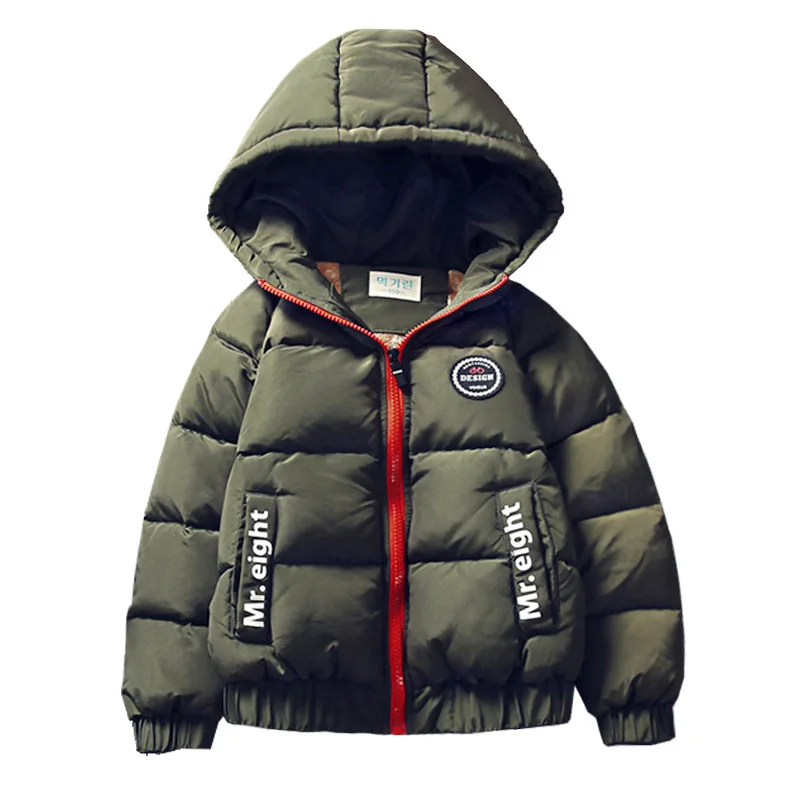 Куртка для маленьких мальчиков на осень и зиму теплая парка с капюшоном