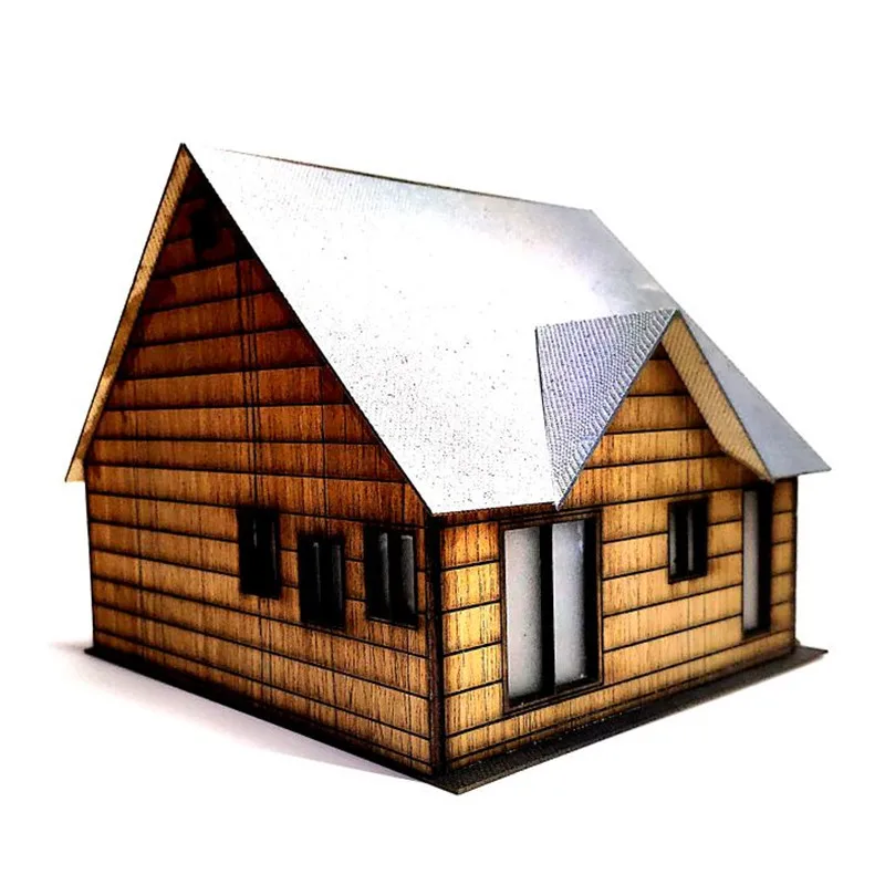 

1:87 HO Scale Model Assembly Wooden Villa Construction Model Sand Table Scene Decorations C10