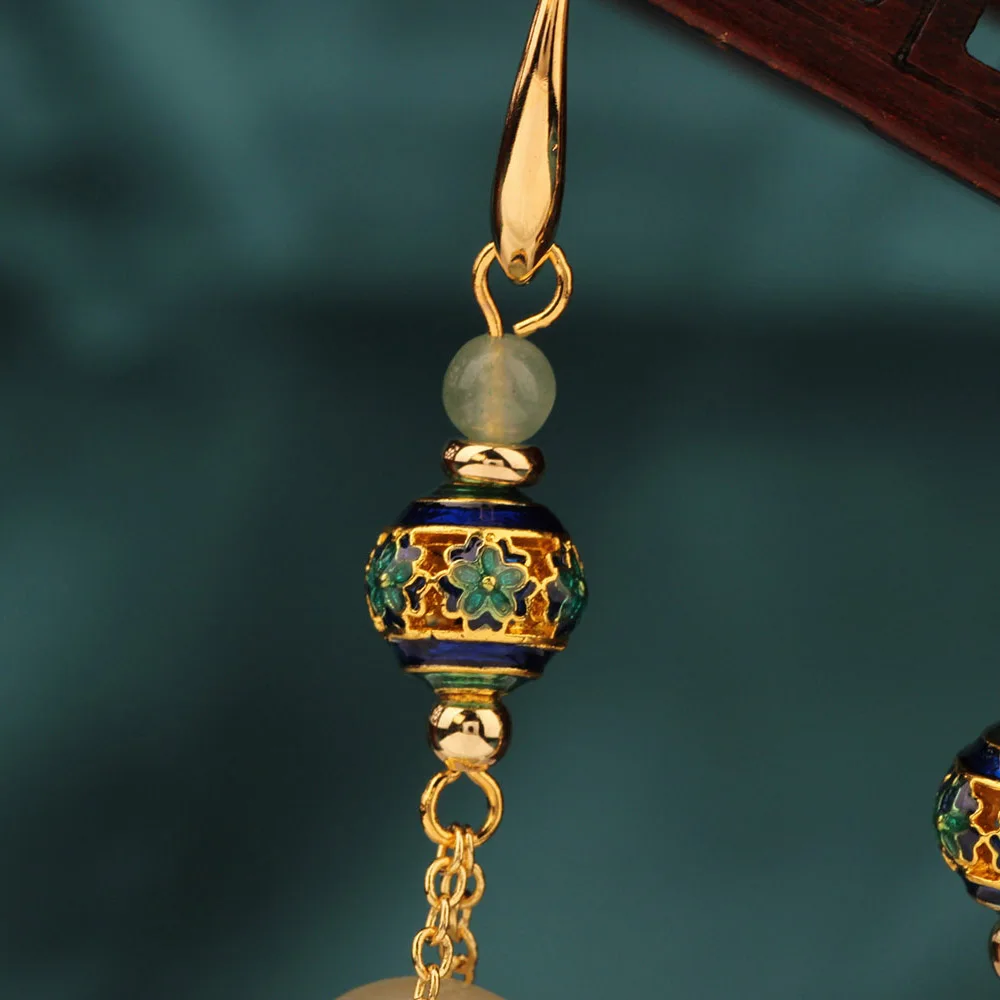 Модные Винтажные висячие серьги из перегородчатой авантюрина с изящными