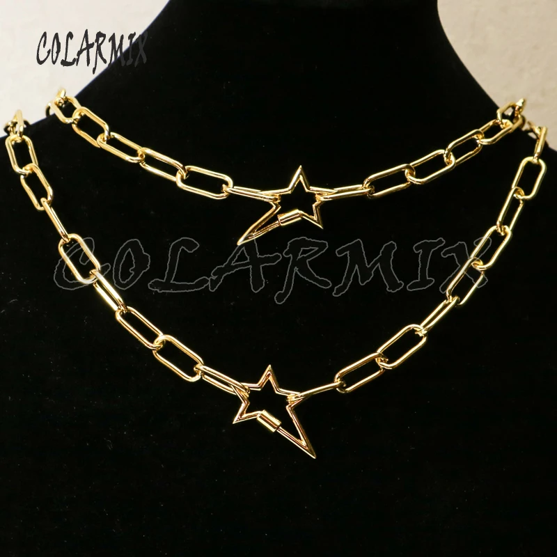 5 нитей ожерелье в форме болта со звездой с большой цепочкой кулоном из
