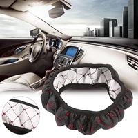 car fiber leather embroidery elastic skidproof steering wheel cover with needle hole doogs