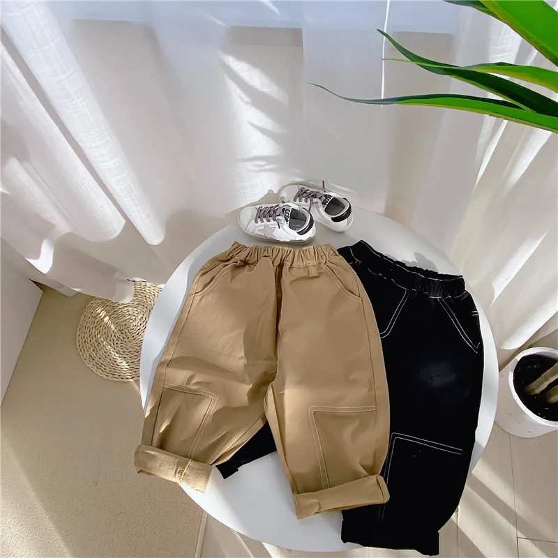 

Korean style fashion kids children loose casual pants boys girls patchwork all-match trousers 1-6Y