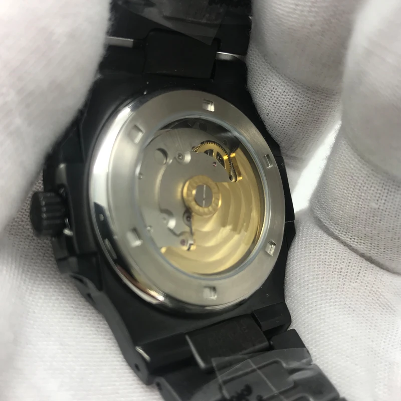 Роскошные Брендовые Часы с черным циферблатом автоматический механизм