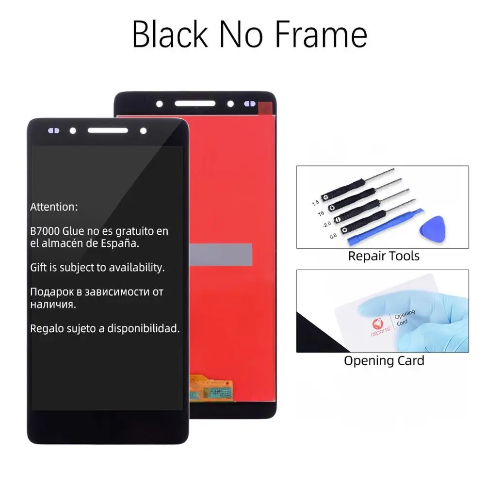 Дисплей для HUAWEI Honor 7 LCD в сборе с тачскрином на рамке 5.2'' белый золото черный - Цвет: Black No Frame