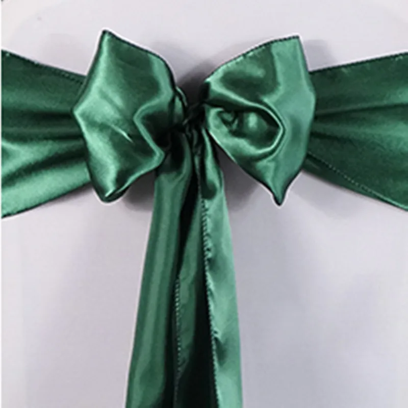 Dark Green WedFavor 25 шт. атласная стул лук пояса свадьба крышка стула лента галстуки бабочки для вечерние события в гостиничных залах торжеств украшения - Цвет: Dark Green