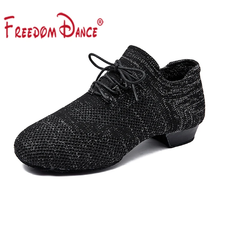 

Кроссовки женские трикотажные, для латиноамериканских танцев, розовые, черные