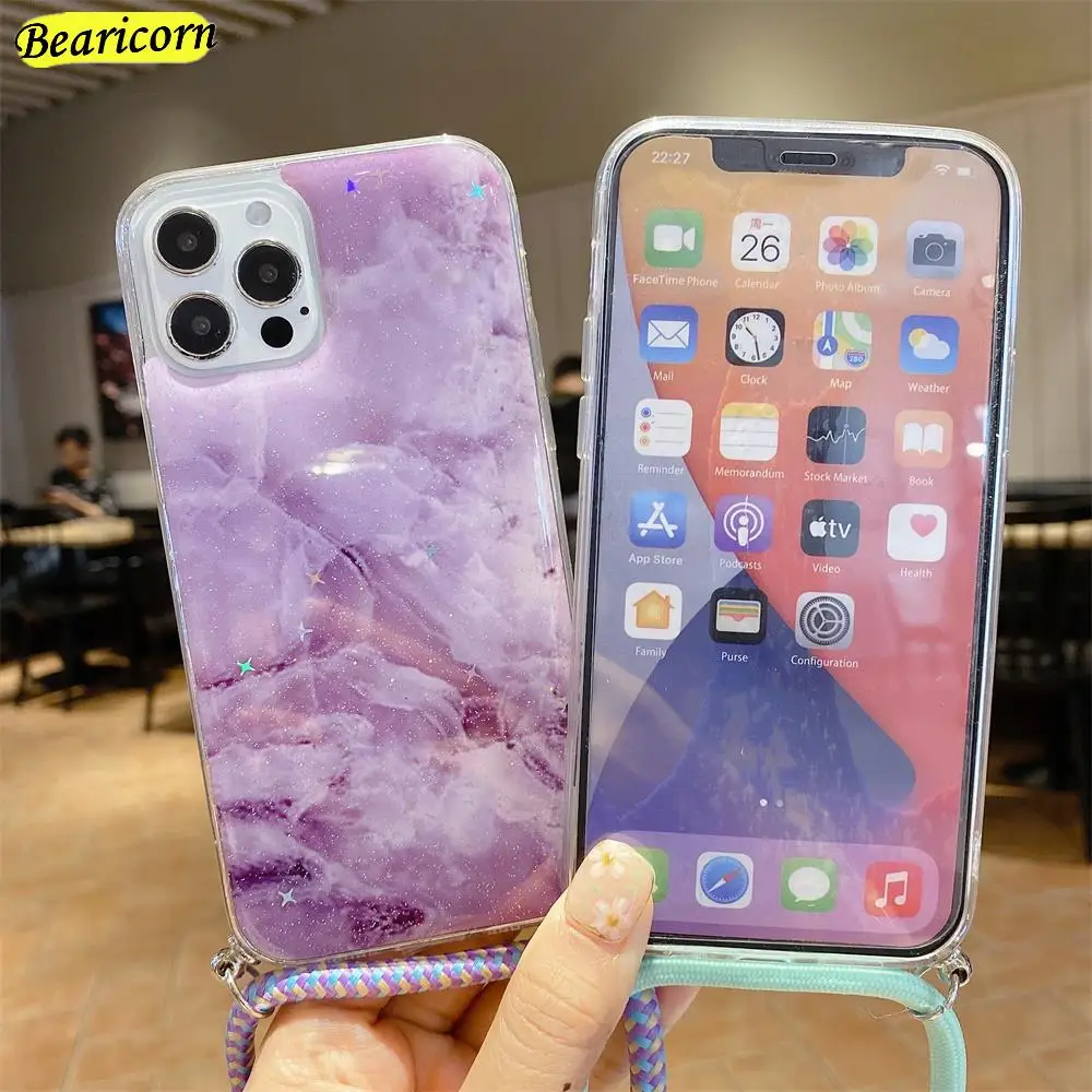 

Classic Marble crossbody lanyard phone case for Samsung Galaxy A12 A22 A32 A42 A51 A52 A71 A72 S20 S21 Plus Note 20 Ultra Cover