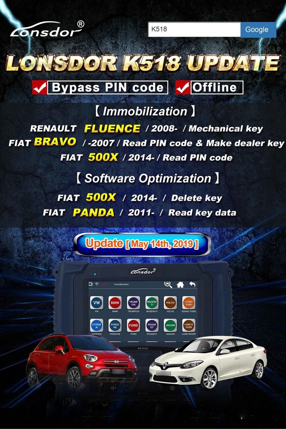 Lonsdor K518ISE K518S Key Programmer for All Makes with Odometer Adjustment No Token Limitation Free Update Online K518 K518S