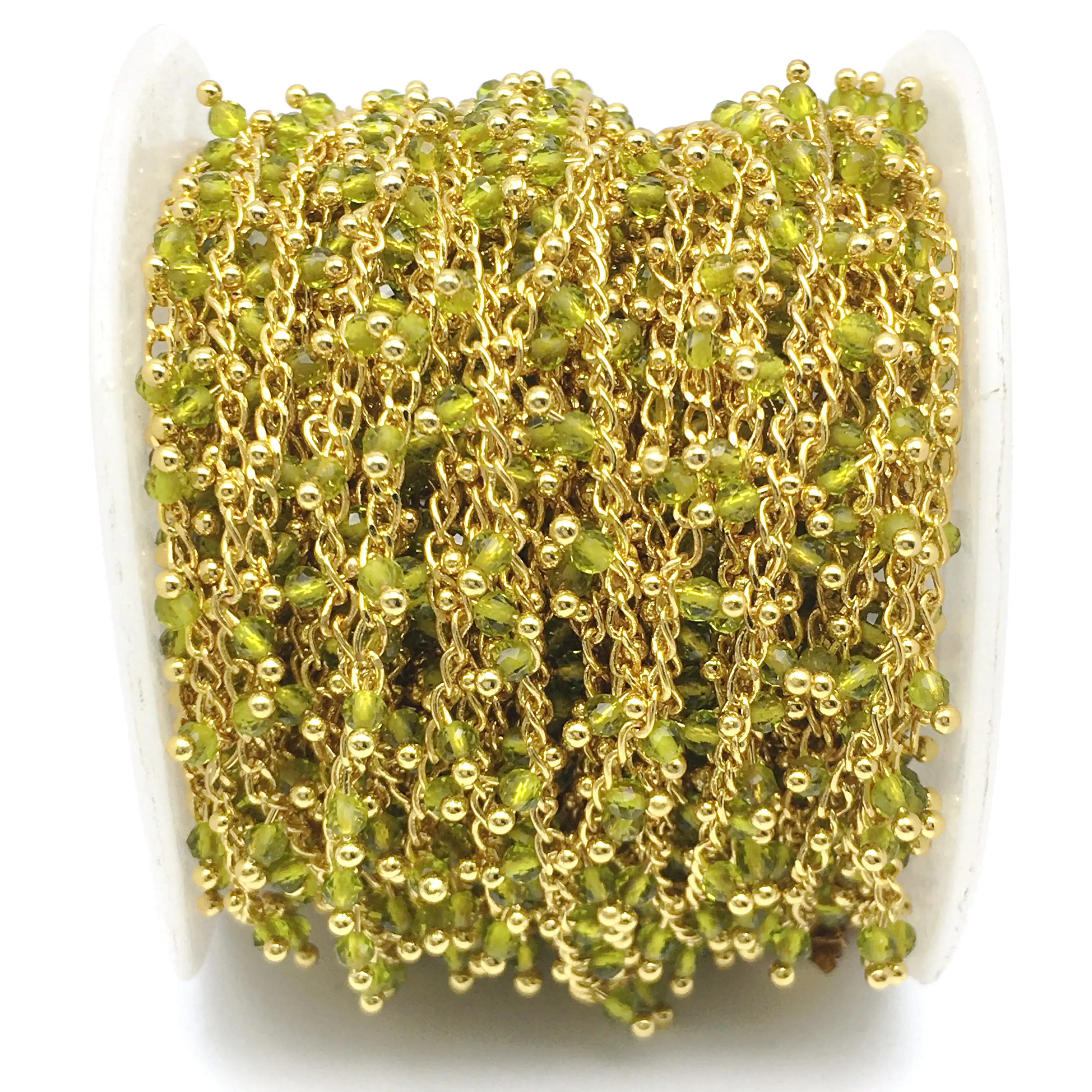 Зеленый цвет бисер из стеклянных кристаллов и цепь медных бусинок 2 мм граненый