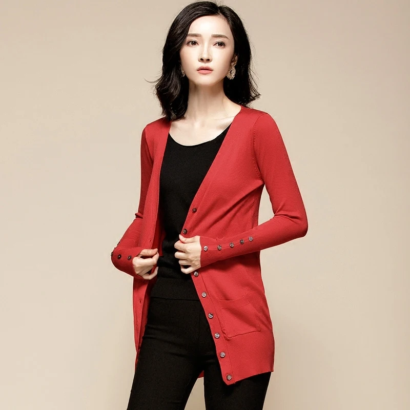 Трикотажный женский кардиган новинка 2020 вязаные женские свитера длинный