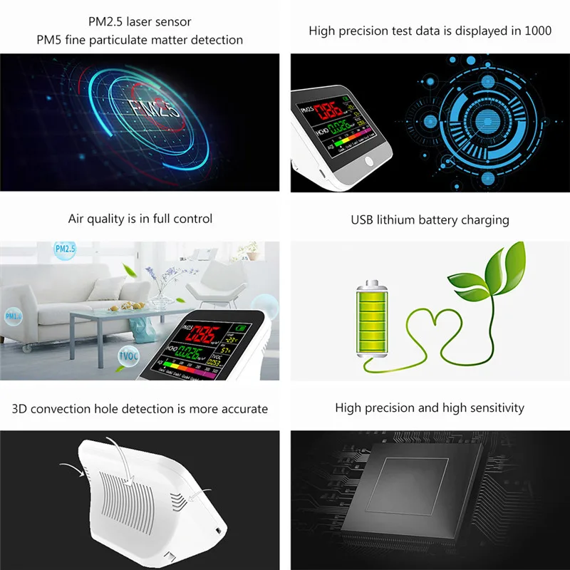Многофункциональный детектор качества воздуха PM2.5 газовый анализатор Пылевой