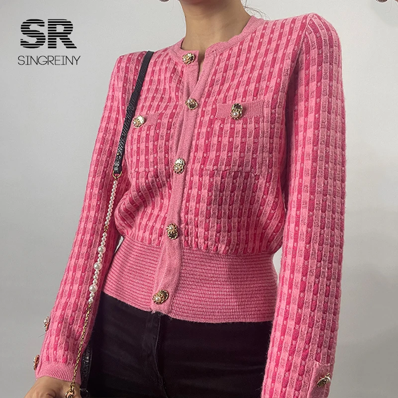 Осенний Женский вязаный свитер SINGREINY верхняя одежда винтажные вязаные топы с