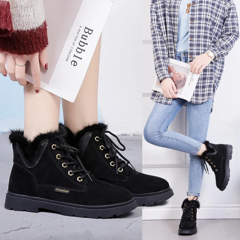 Super fire Martin boots female autumn and winter new British wind short tube plus velvet students adult wild women | Обувь