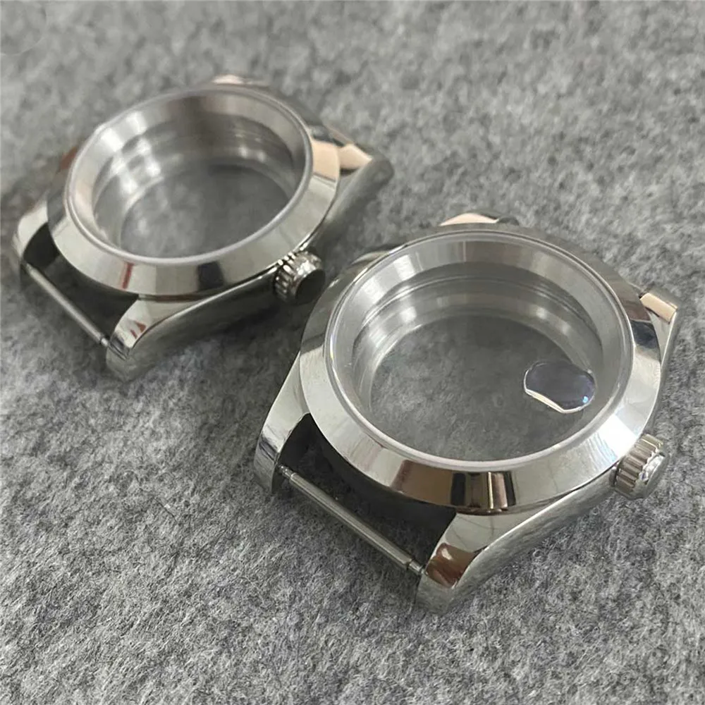 39MM Transparent Bottom Sapphire Glass Stainless Steel Case Kits for NH35/36 Watch Movement Upgrade Parts