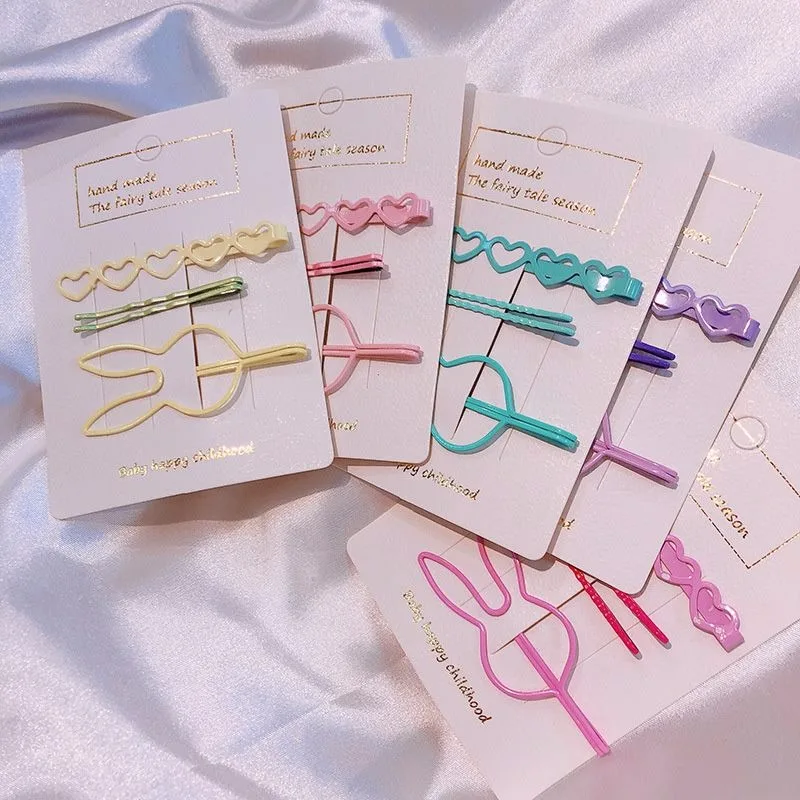 

4pcs/Set Candy Color Hairpins Barrettes Rabbit Shape Hair Clips Heart Headwear Women Girls Cute Hair Accessories Practical Hot