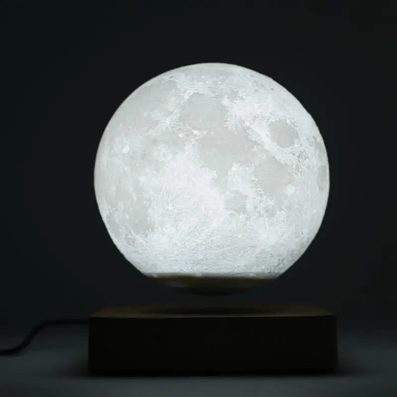 저렴한 공중 부양 달 램프, 고급 나무 받침대 및 3D 인쇄 LED 달 빛 3 색, 유니용