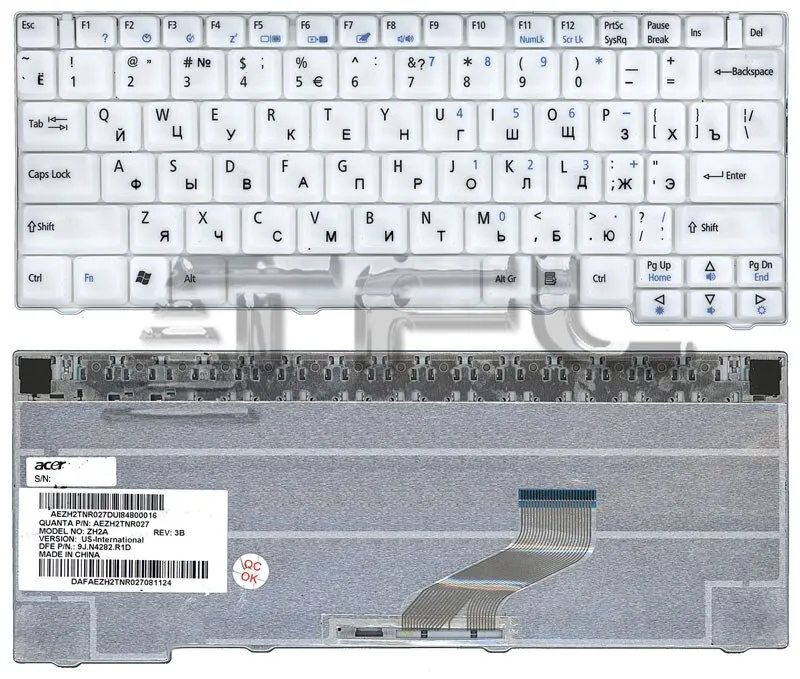 Клавиатура для ноутбука Acer Travelmate 3000 3010 3020 3030 3040 series (белая) | Компьютеры и офис