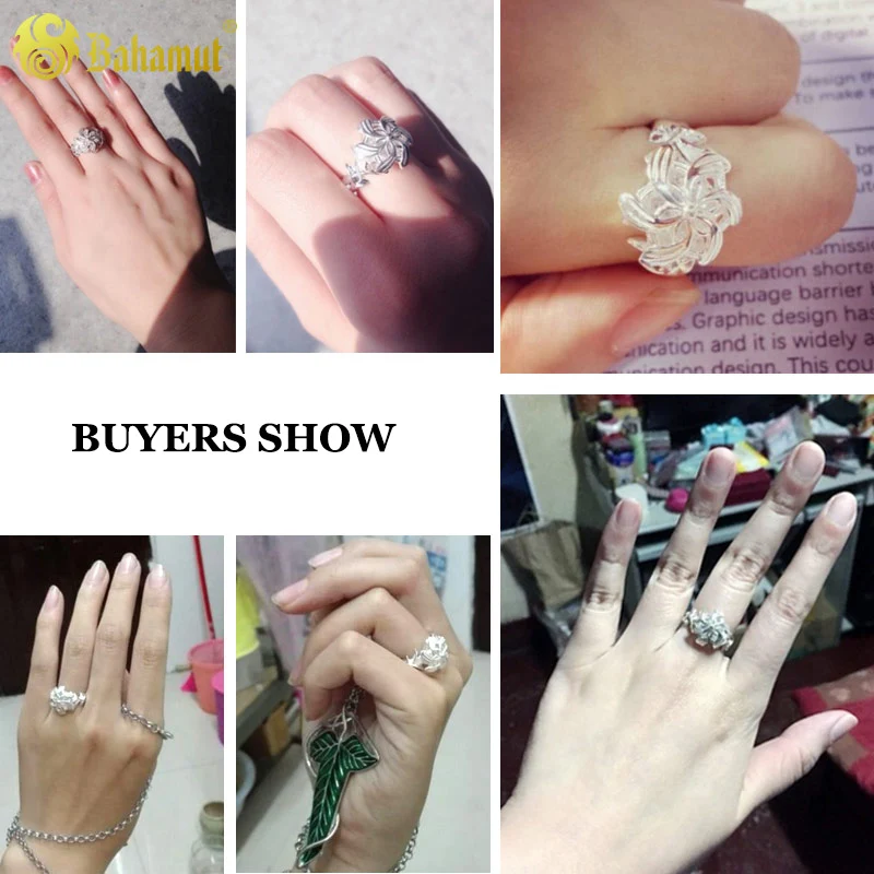 LOTR Galadriel Nenya Flower Ring Cosplay Jewelry 925 Sterling Silver Wedding For Women Girls Birthday Engagement Gift | Украшения и