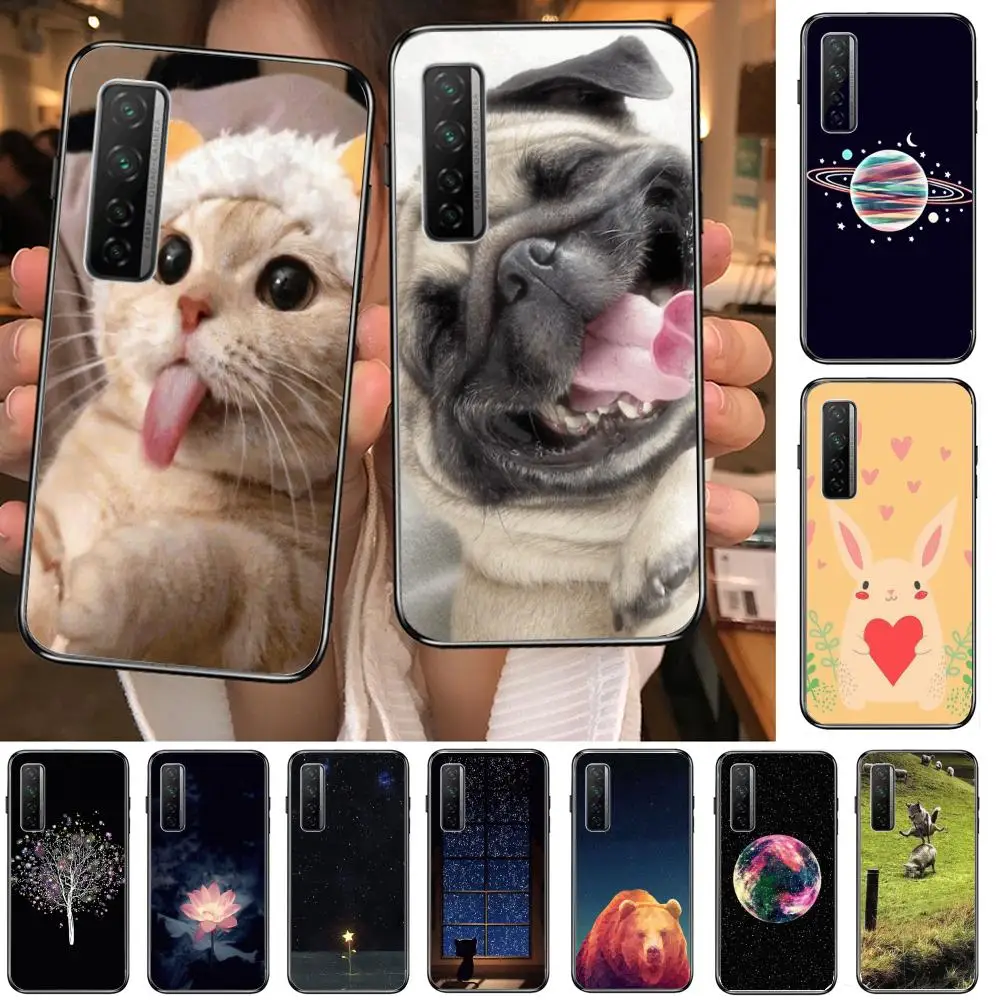 

Phone Case For Huawei mate 40 30 10 20 40 8 9 Lite Z Pro Black Etui 3D Coque Painting Hoesjes 5g black Cute