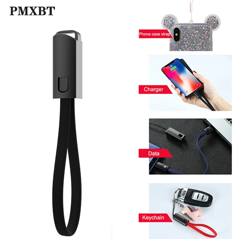 Портативный короткий кабель брелок, зарядное устройство USB для iPhone Xiaomi/type C/Micro USB C шнур Быстрая Зарядка Синхронизация данных кабели для телефонов аксессуар