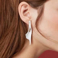2021 fashion women39s white ceramic calla lily gold pendant stud earrings for women exquisite evening dress cocktail earrings