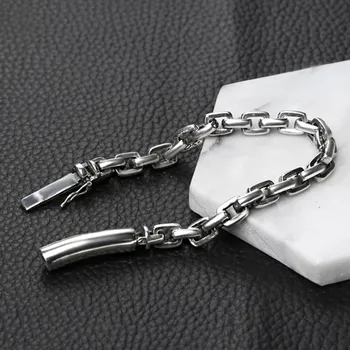 New 100% real pure S925 sterling silver fashion man bracelet 8MM 4