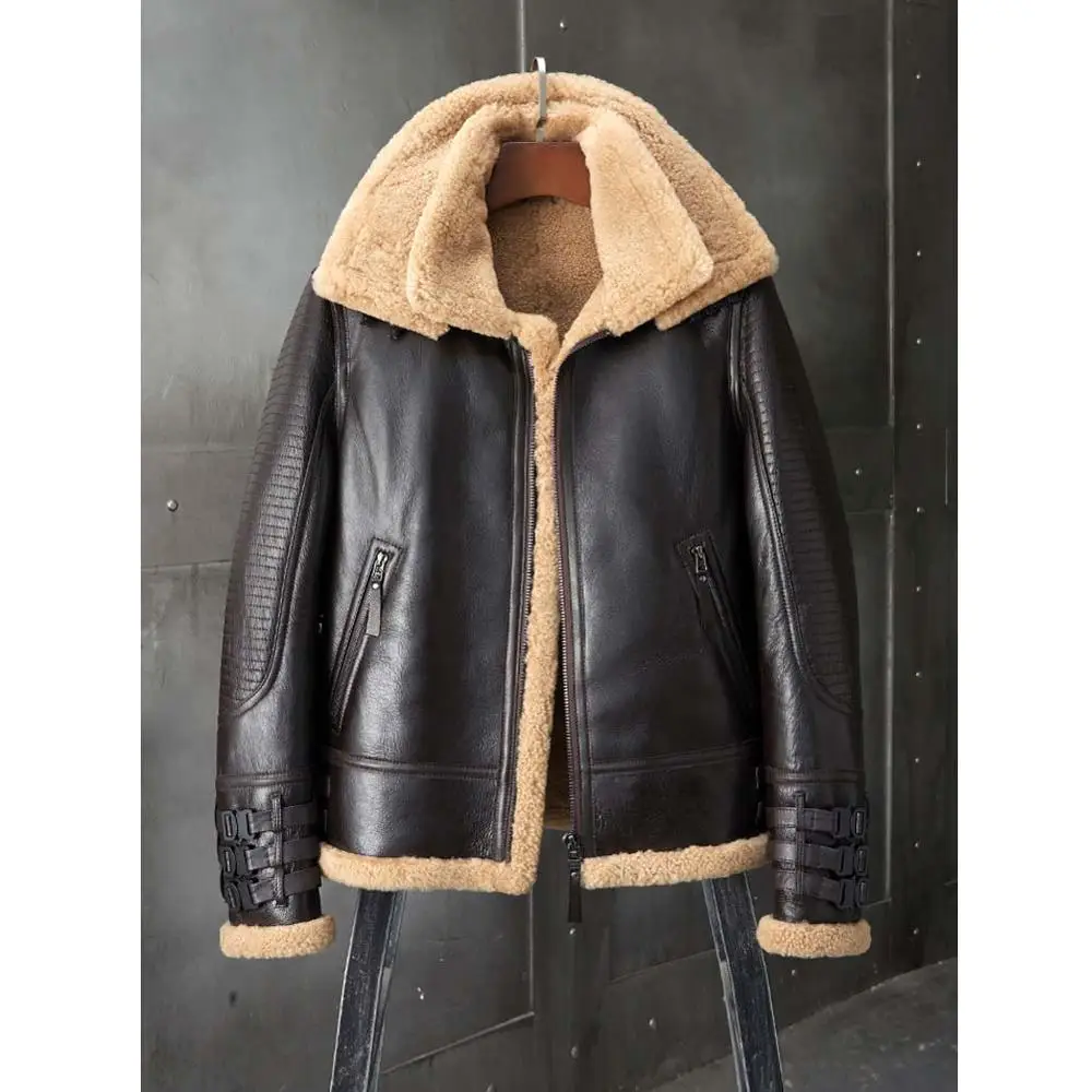 Новинка 2020 мужская куртка-бомбер из овчины B3 Короткая Меховая куртка