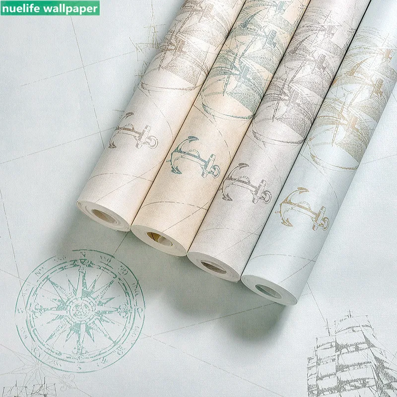 Британский Стиль 3D парусник узор нетканые обои спальня гостиная кафе бильярдная