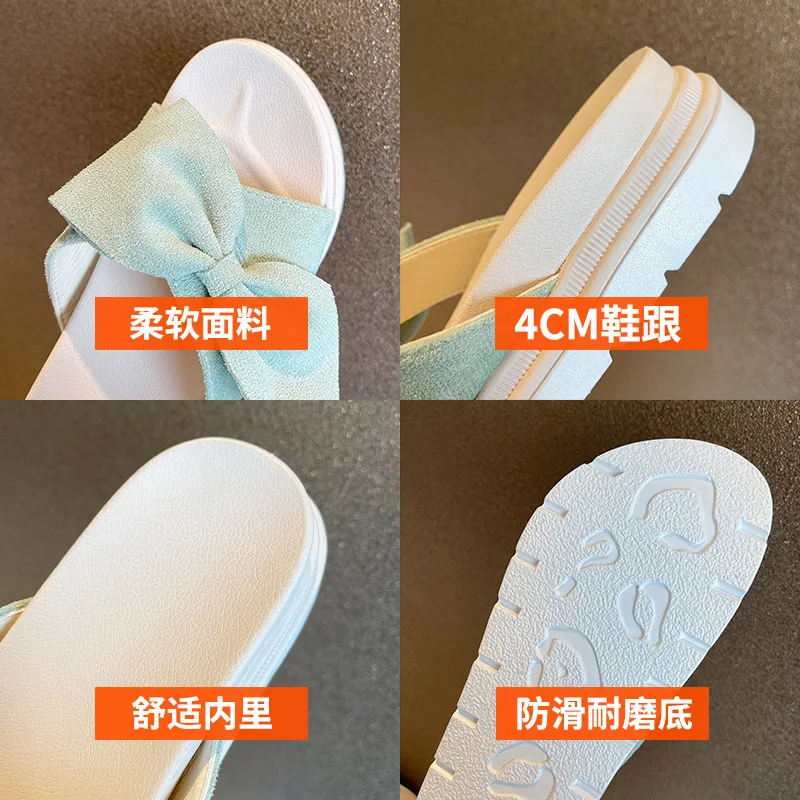 

New Summer Women Sandals Silk Bow Flat Shoes Ladies Beach Shoes Slipper Outdoor Fashion Student Home Casual Slippers 35-40