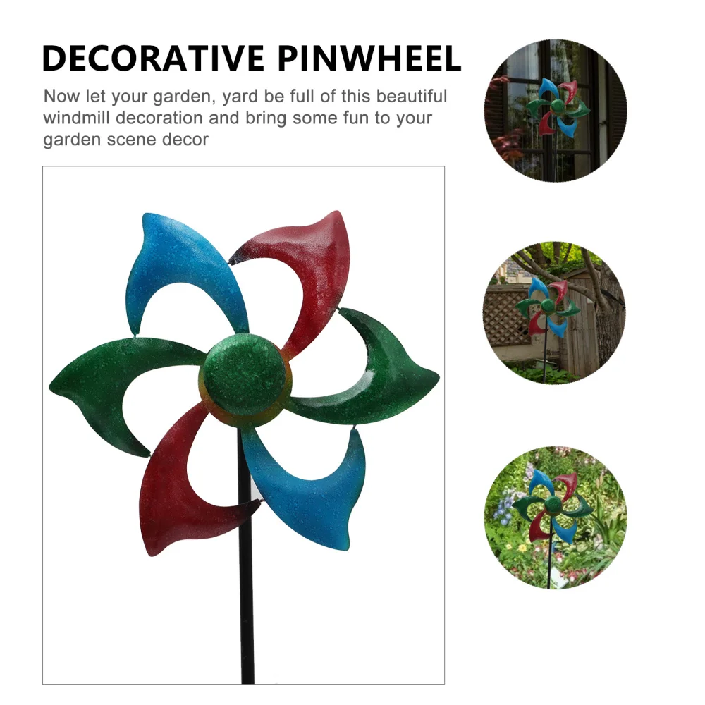 

1Pc Creative Windmill Insert Rod Decorative Iron Durable Stake for Garden