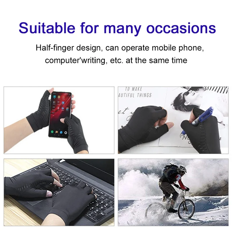 

1 Pair Compression Arthritis Gloves Women Men Joint Pain Relief Half Finger Brace Therapy Wrist Support Anti-slip Therapy Gloves