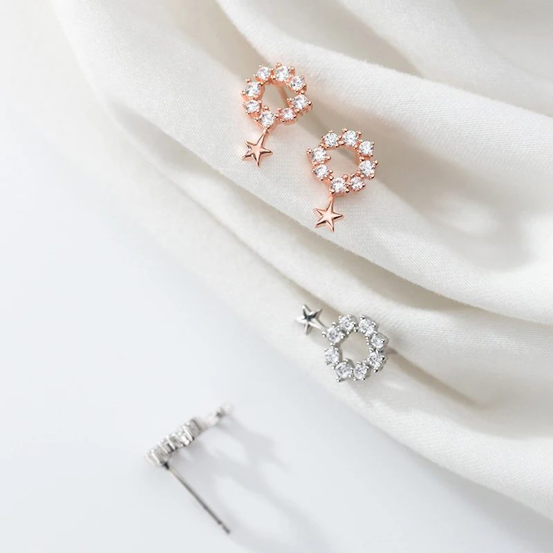 Серьги-гвоздики женские из серебра 925 пробы с фианитами | Украшения и аксессуары