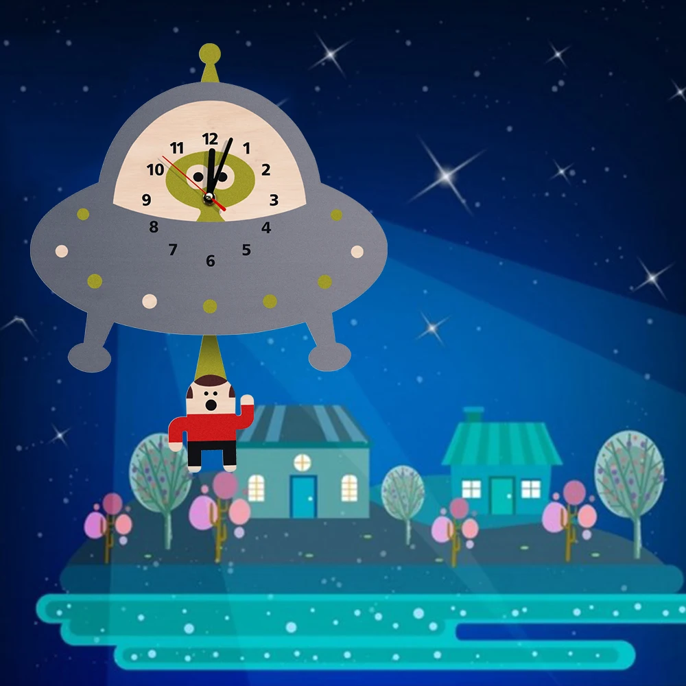 Alien Abduction настенные часы летающая тарелка наружный космос НЛО угнетающие