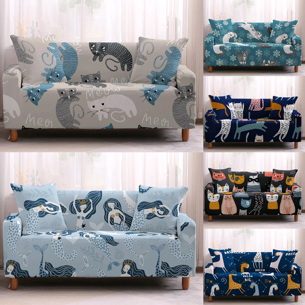 

New Fashion Multicolor Cute Animals Pattern All Inclusive Elastic Sofa Cover Soft Couch Slipcovers 9 Colors 1-4 Seaters