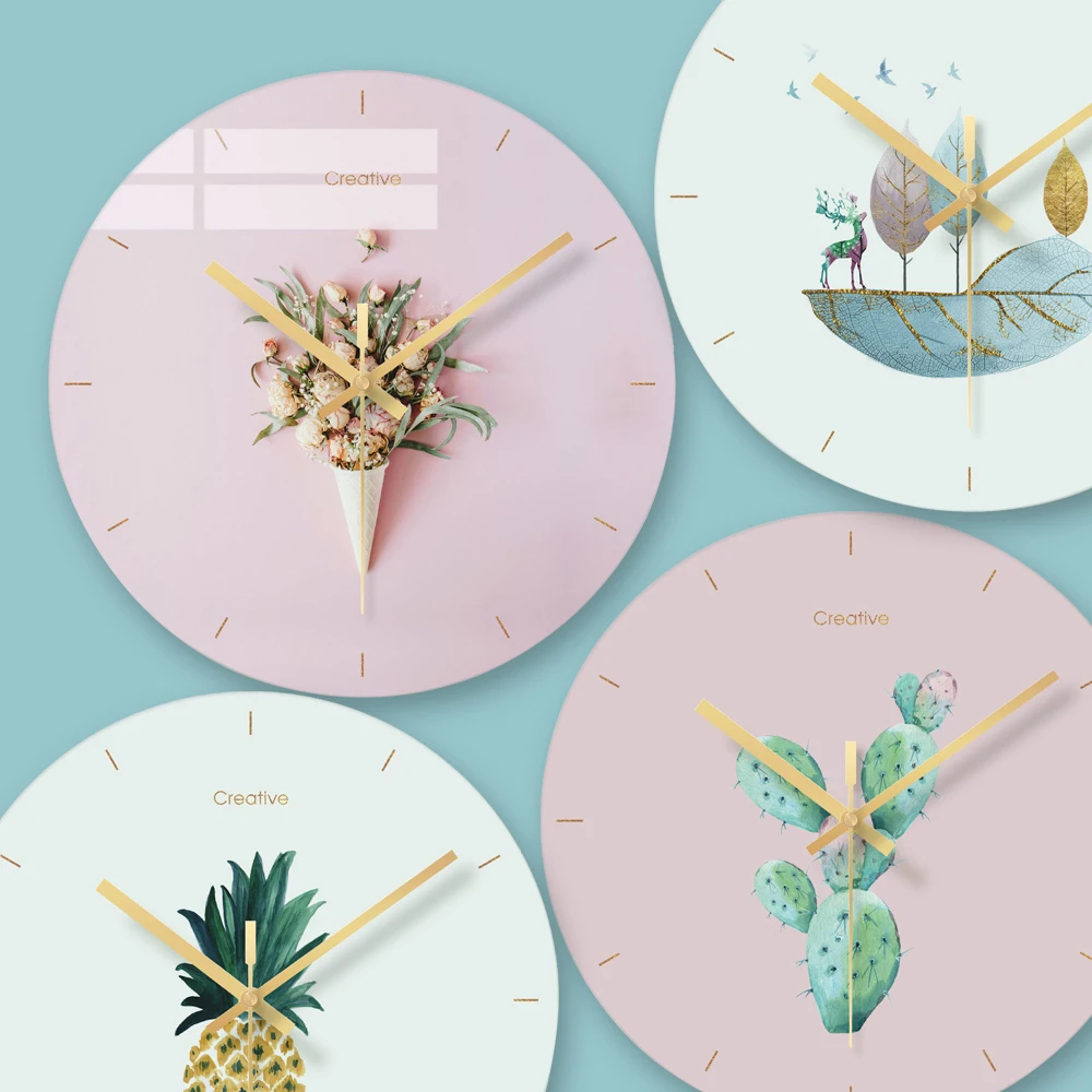 Wall Clock Nordic Household Mute Living Room Bedroom Minimalist Modern Decorative Wall Watch 14 Inch Quartz Round Clocks