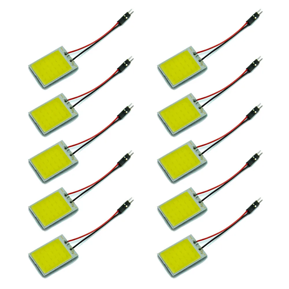 10Pcs Automobile Xenon HID 24 SMD COB LED Dome Map Light Bulb Auto Car White Interior Panel Lamp 12V T10 BA9S Festoon Adapter | Автомобили