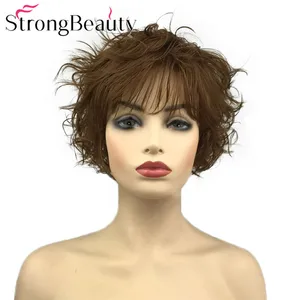 StrongBeauty, короткий кудрявый парик, Средний Auburn, женские волосы, синтетические парики, повседневный парик