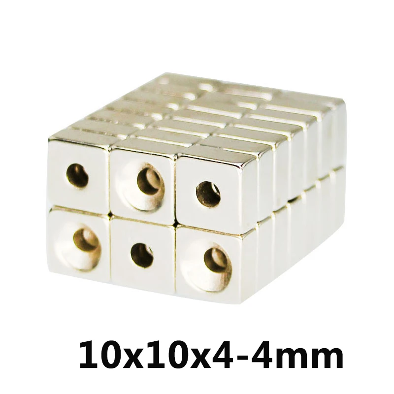 

20/30/50 шт. 10x10x4 мм Hole4mm NdFeB редкоземельный потайные магниты мощный магнит N35 блок магнит 10*10*4-4