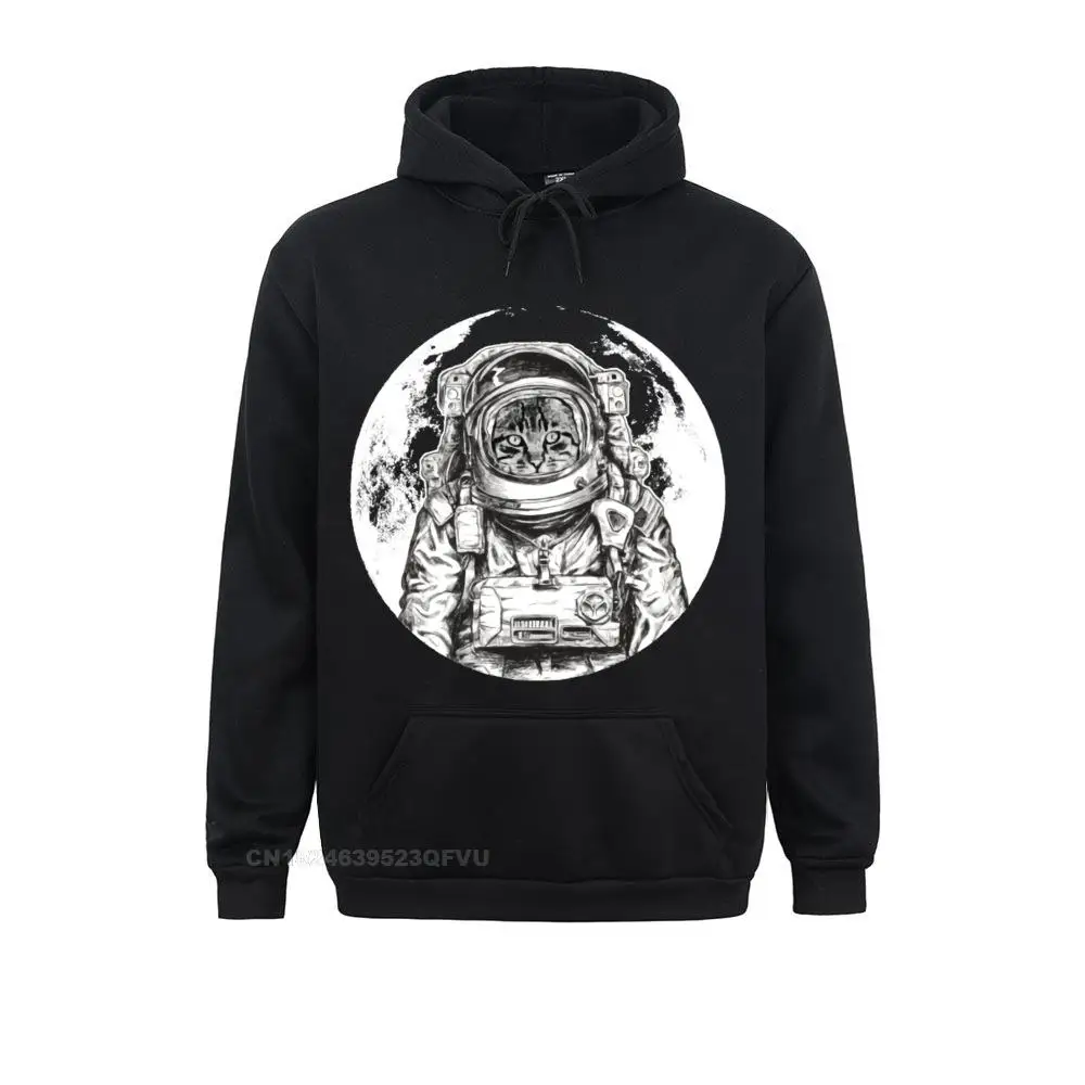 Classic Casual Simple Style Women Cat Astronaut Outer Space Moon Cool Hoodies Cotton Harajuku Women For Men Men Normal