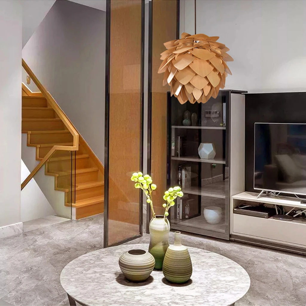 

Wood Lampshade Pine Cone Pendant Lamp Shade Shade of Pine Cones Suspended Ceiling Lampshade Pendant Hanging Fixture