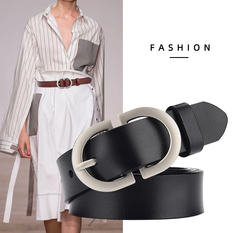 

Women's belt women belt female fashion latest needle-free metal round buckle belt jeans wild luxury the Genuine quality