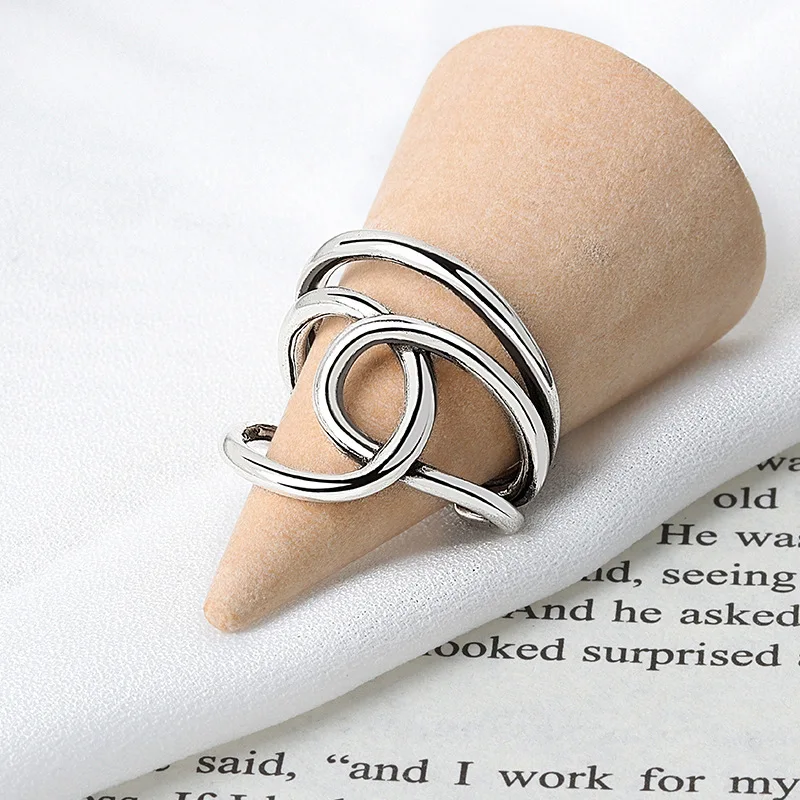 

925 Sterling Silver Smooth Rings For Women interweave Jewelry Beautiful Finger Open Rings For Party Birthday Gift